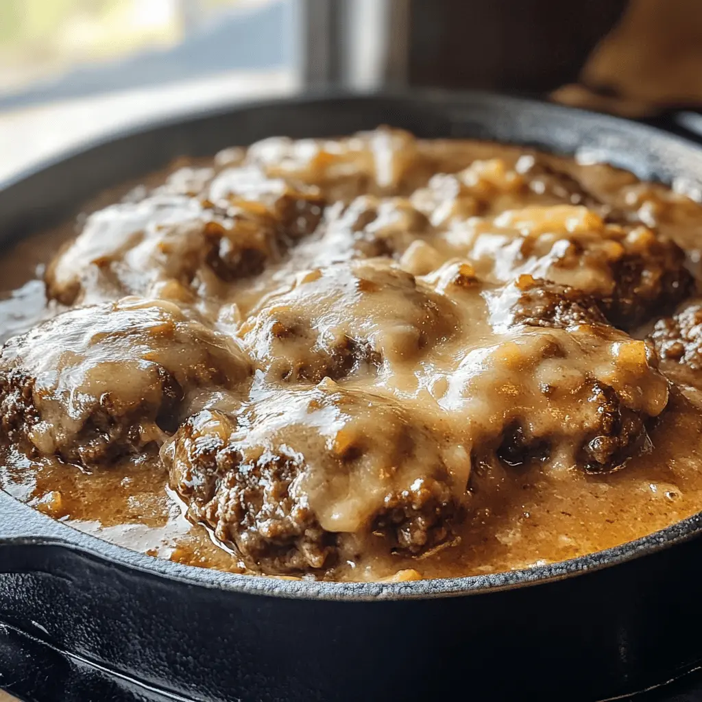 This Amish Hamburger Steak Bake is a comforting one-dish meal that your family will love! With juicy hamburger steaks smothered in rich gravy and paired with savory onions, it's perfect for busy weeknights. Save this recipe to serve a hearty dinner any time, or for a cozy gathering with friends!