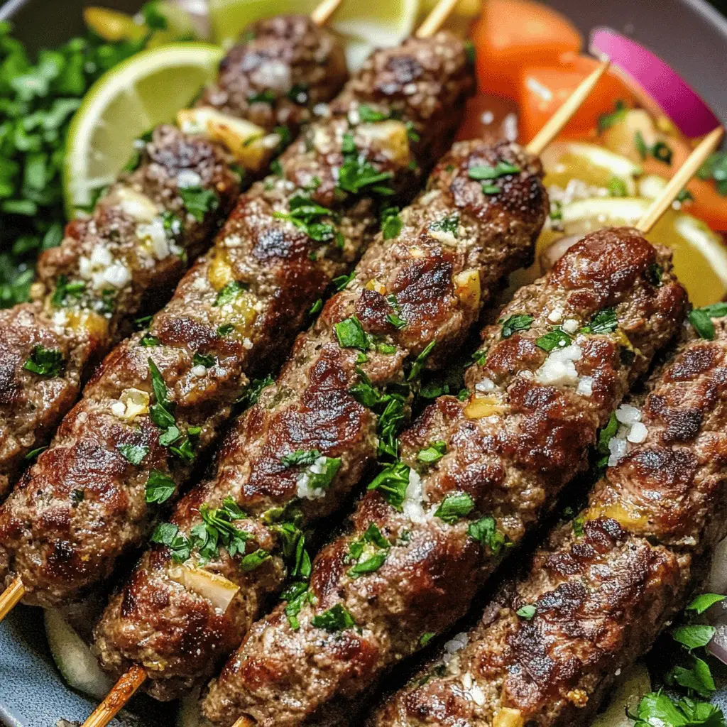 Juicy beef kafta kebabs are perfect for your next barbecue! Made with seasoned ground beef and fresh herbs, these flavorful skewers are a crowd-pleaser. Serve them with pita bread and a side of tangy yogurt sauce for a delicious meal. Save this recipe for your next cookout or family gathering!