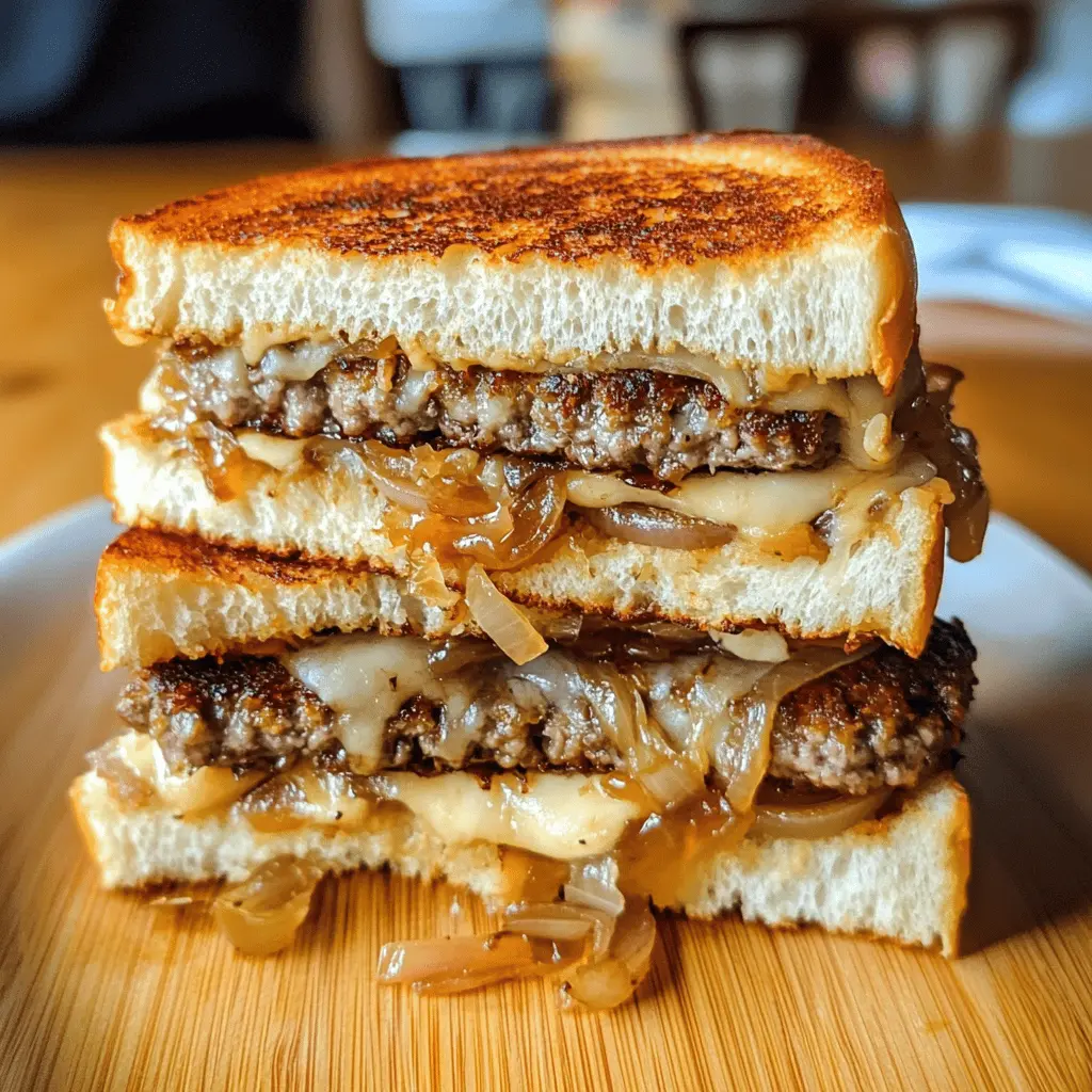 Sink your teeth into these mouthwatering Patty Melts, featuring perfectly caramelized onions that add a sweet and savory twist! Juicy beef patties combine with melty cheese and buttery bread for the ultimate comfort food experience. Perfect for cozy dinners or weekend gatherings. Save this recipe for a delicious treat!