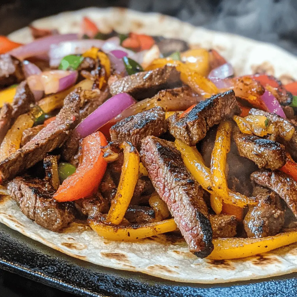 Get ready for a flavorful feast with these Blackstone Steak Fajitas! Tender steak strips are perfectly seasoned and grilled, paired with vibrant bell peppers and onions. This easy recipe brings together bold flavors that are sure to impress. Perfect for a weekend gathering or a fun family dinner, save this pin for your next fajita night!