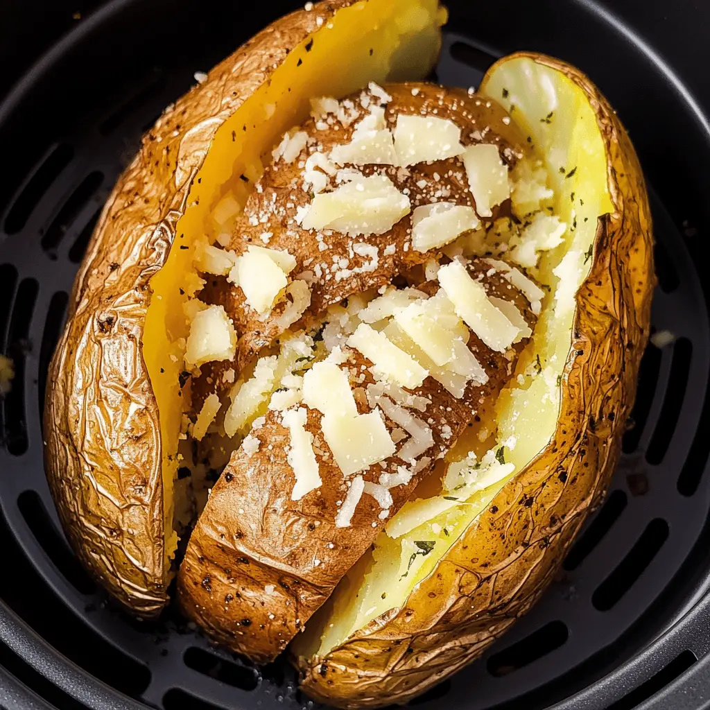 Experience the perfect fusion of crispy skin and fluffy interior with this Air Fryer Baked Potato recipe! Simple to make, it's the ideal side dish or snack, bursting with flavor. Top it with your favorite toppings for a delicious treat. Save this recipe for your next cookout or family dinner!