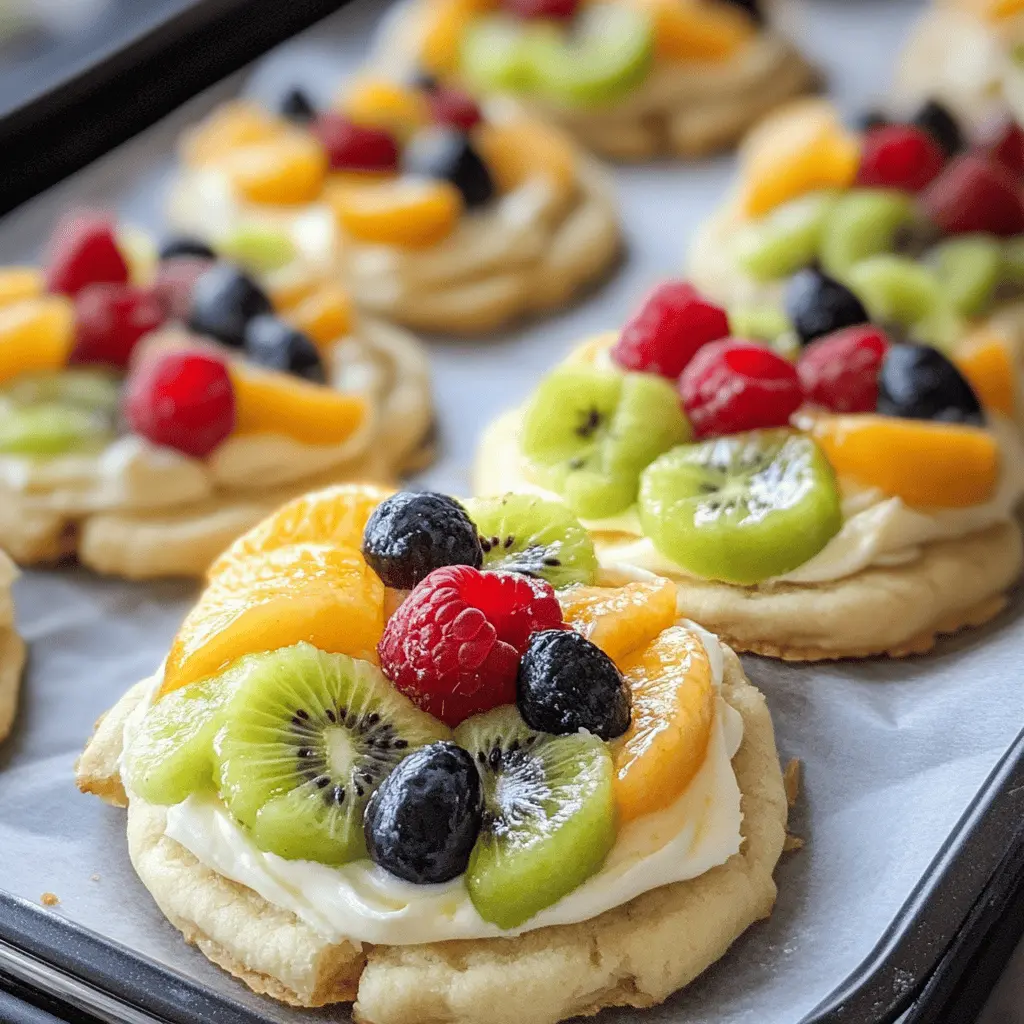 Brighten up your dessert table with these delightful Fruit Pizza Cookies! Made with a soft cookie base, creamy frosting, and a colorful array of fresh fruits, they are perfect for summer gatherings, birthdays, or just a fun weekend treat. Save this pin for an easy recipe that will impress your friends and family! 🍓🍍🥝