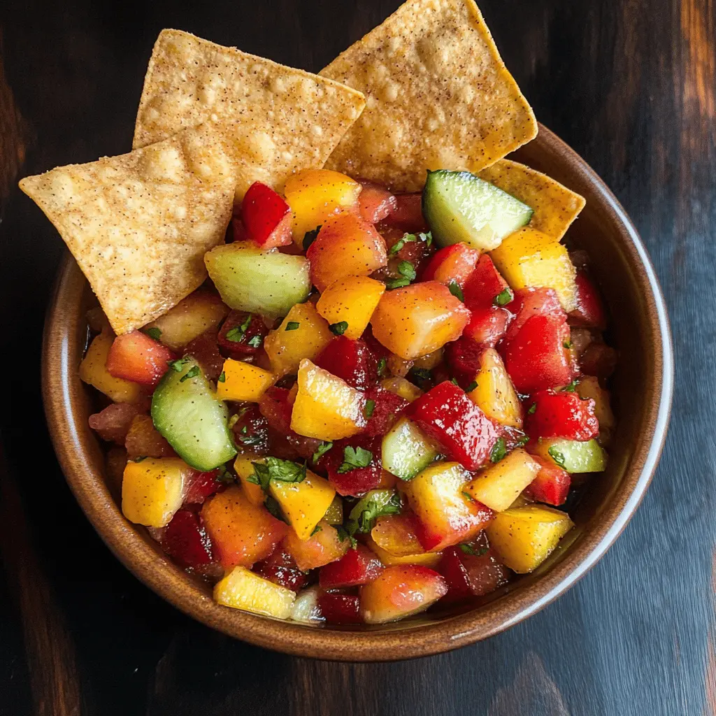 Brighten up your dessert table with this refreshing Fruit Salsa paired with crispy Cinnamon Chips! Made with a medley of colorful fruits and a hint of sweetness, it's perfect for summer gatherings or as a snack anytime. Don't forget to save this easy, delicious recipe for your next party or picnic!
