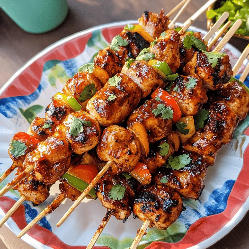 Juicy Mexican Barbecue Chicken Skewers are perfect for your next gathering! Marinated in a zesty blend of spices and lime juice, these skewers are packed with flavor. Easy to grill and serve, they're great for summer parties, game days, or family dinners. Save this recipe now to impress your guests with a tasty twist on classic barbecue!