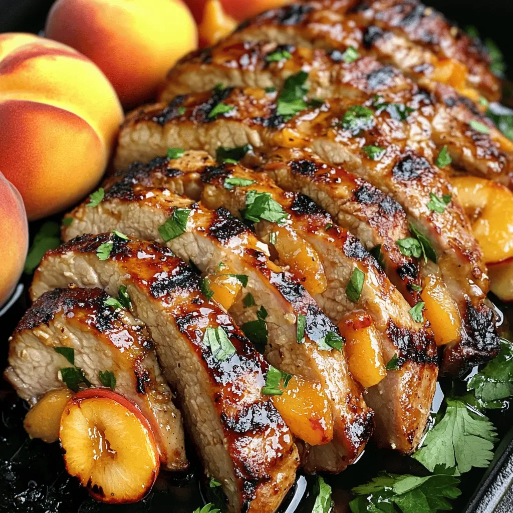 Fire up the grill for a delicious Peach Grilled Pork Tenderloin! This recipe brings together juicy pork and sweet, caramelized peaches for a flavor experience you won't forget. Perfect for summertime cookouts or family dinners, it's easy to make and sure to impress. Save this pin for your next BBQ and enjoy the delightful combination of sweet and savory!