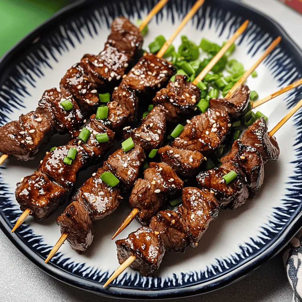 Juicy Teriyaki Sesame Beef Skewers are perfect for your next barbecue or family dinner! Tender beef marinated in a sweet and tangy teriyaki sauce, complemented by toasted sesame seeds, brings bold flavors to the table. These delightful skewers are easy to prepare and sure to impress your guests. Save this recipe to make a delicious meal that everyone will love!
