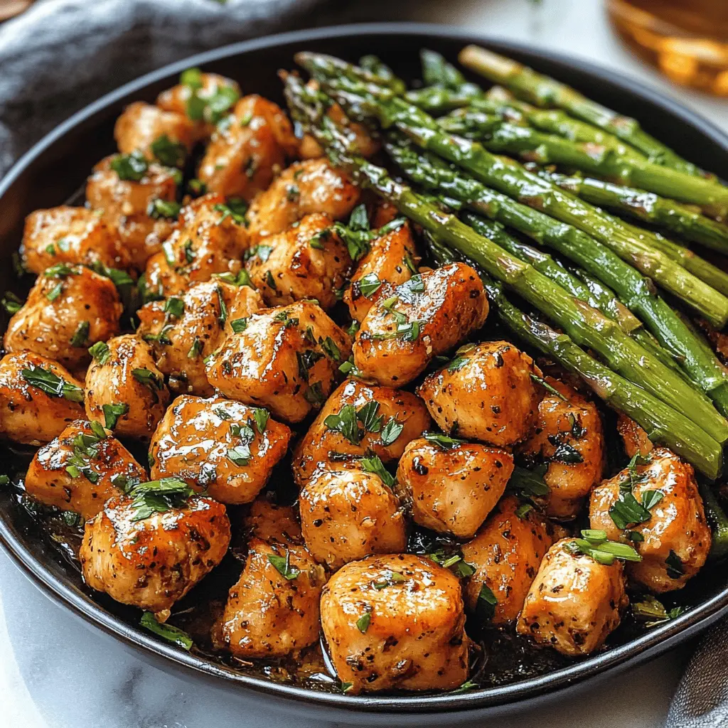 Easy Garlic Butter Chicken Bites with Asparagus