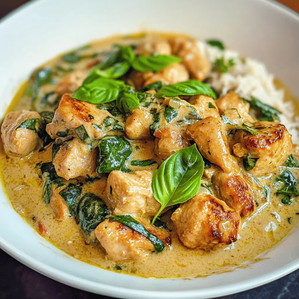Easy Basil Chicken in Creamy Coconut Curry