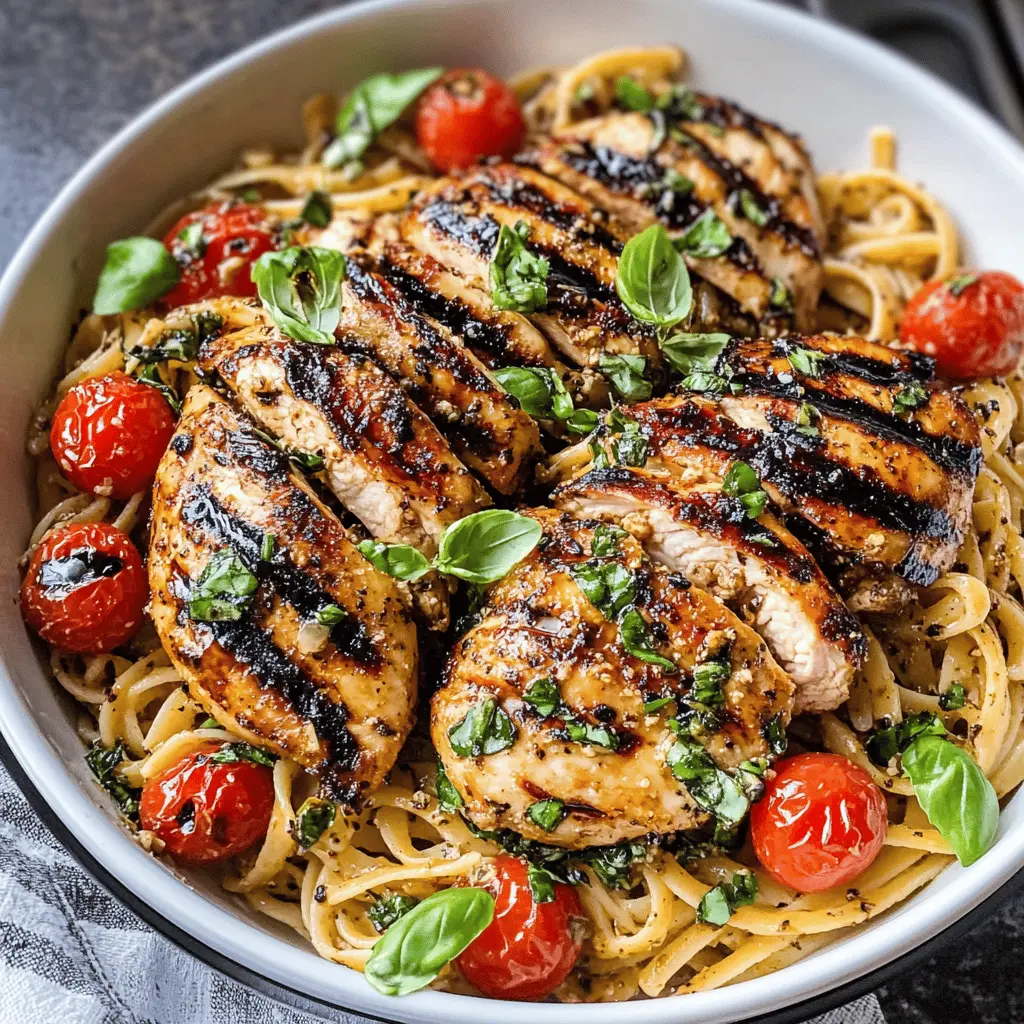 Easy Tomato Basil Pasta with Balsamic Grilled Chicken