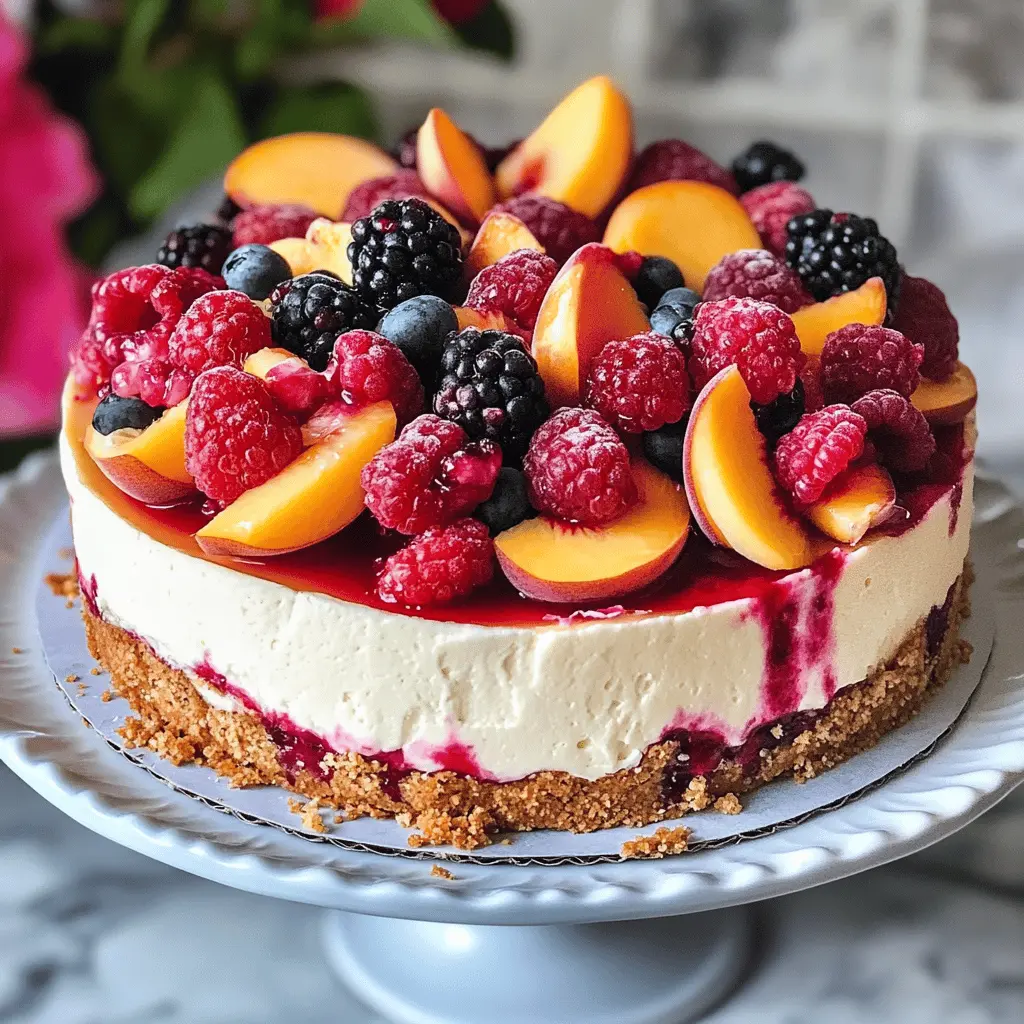 Easy Summer Berry and Peach Cheesecake Recipe