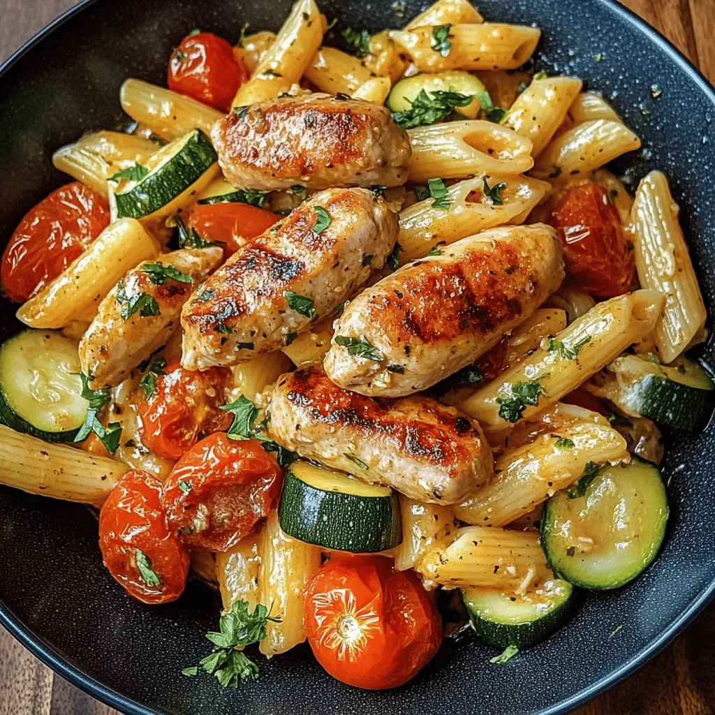 Easy Chicken Sausage Pasta with Zucchini and Tomatoes