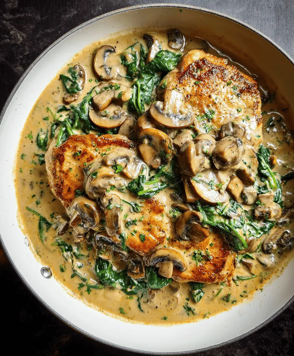 Easy Creamy Spinach and Mushroom Pork Chops