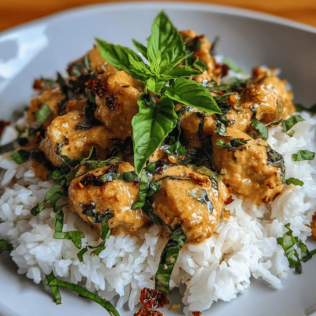 Easy Spiced Coconut Basil Chicken with Rice