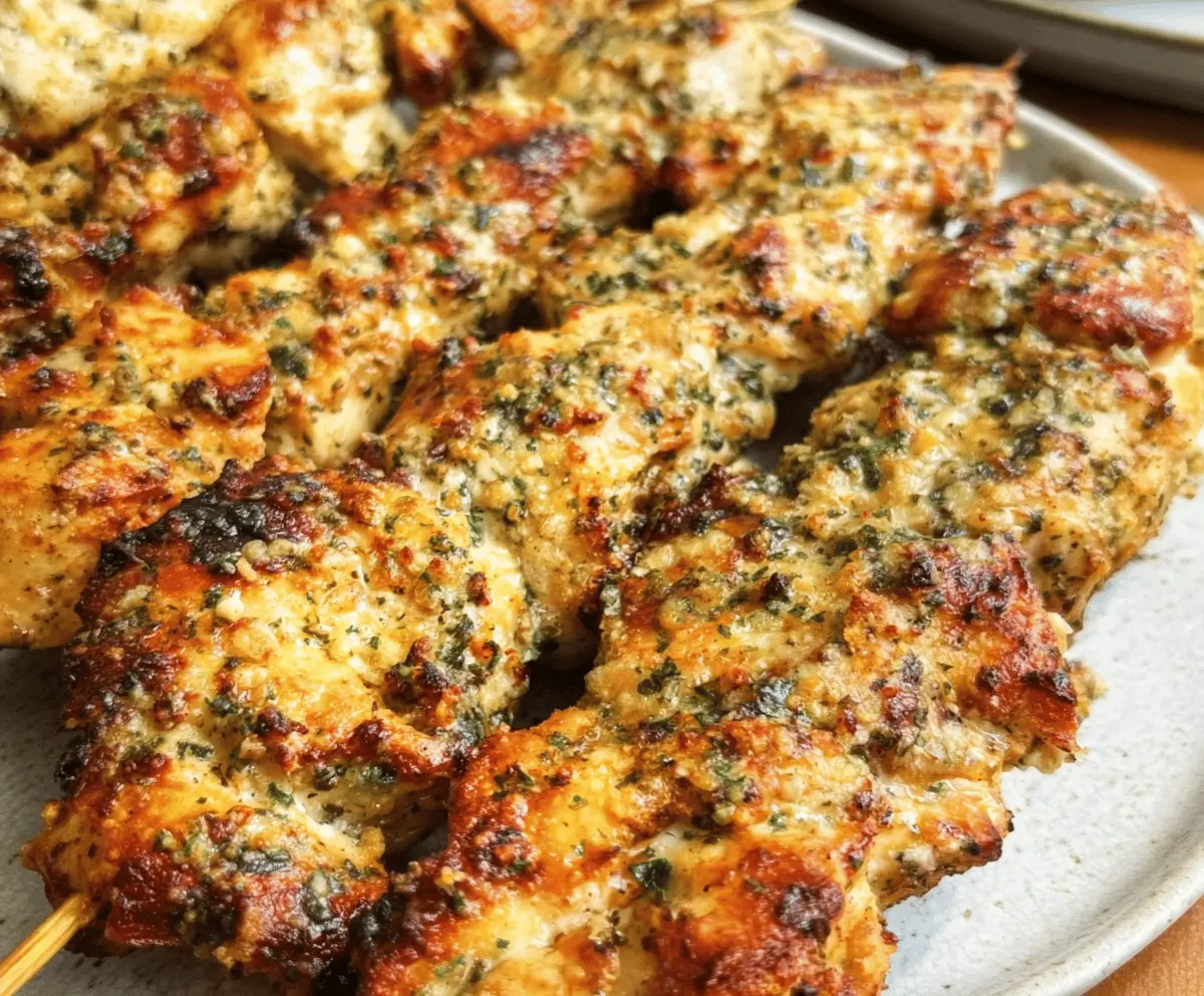 Easy Grilled Ranch Garlic Parmesan Chicken Skewers