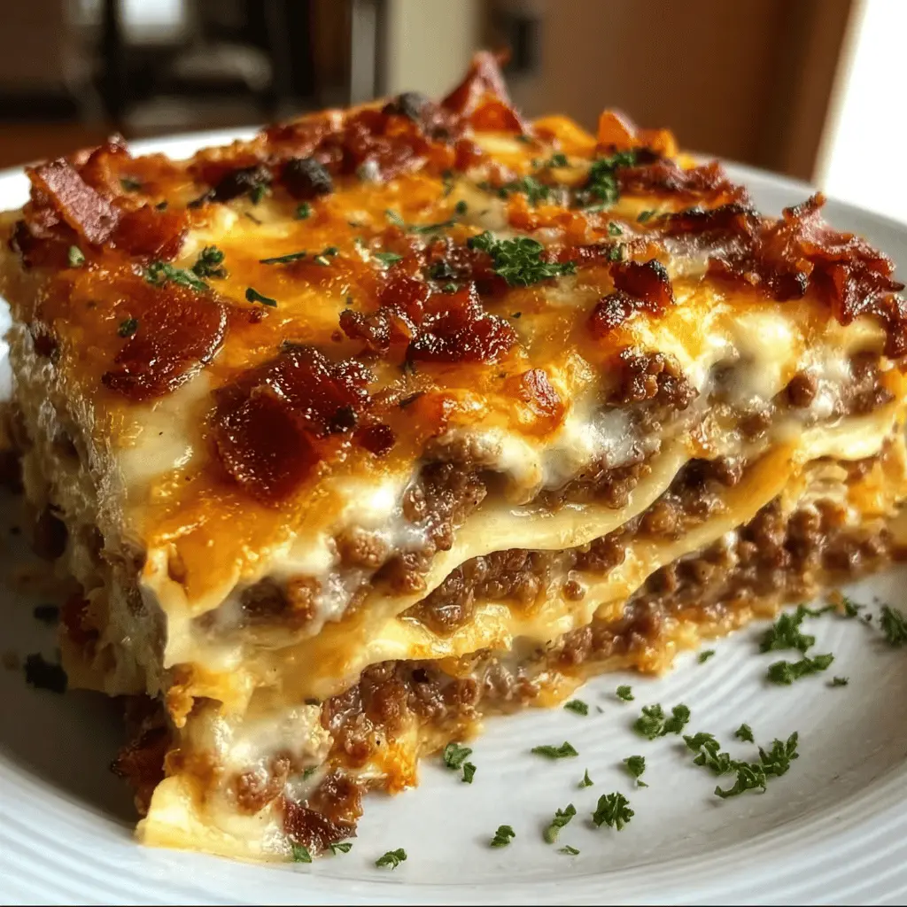 Easy Parmesan Garlic Bacon Cheeseburger Lasagna