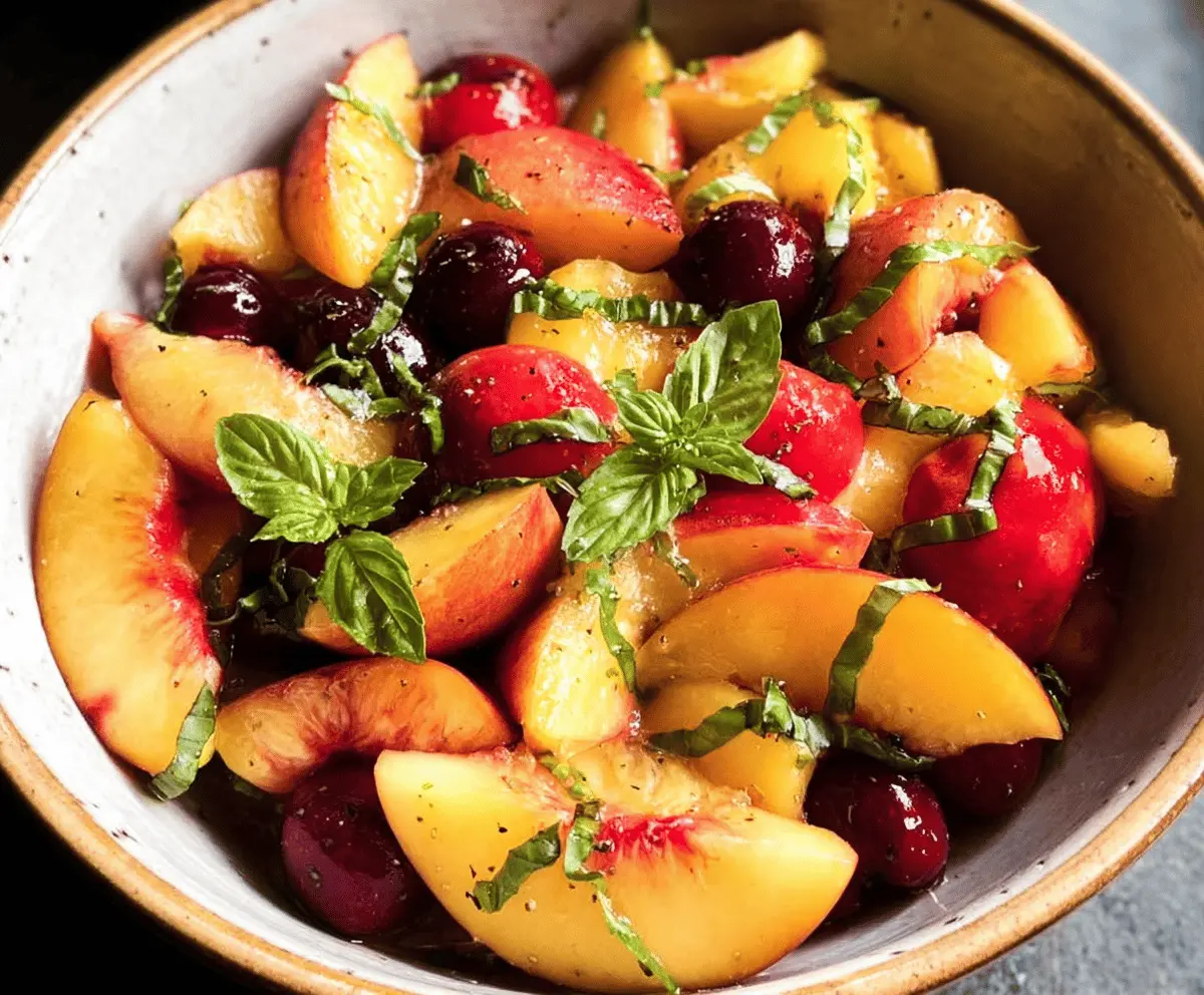 Fresh Honey Lime Basil Peach Fruit Salad Recipe
