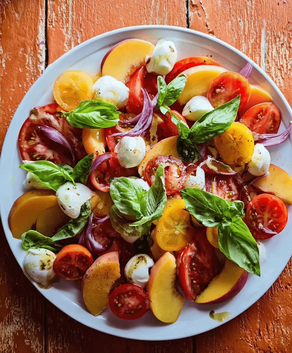 Fresh Peach Caprese Salad with Basil and Mozzarella