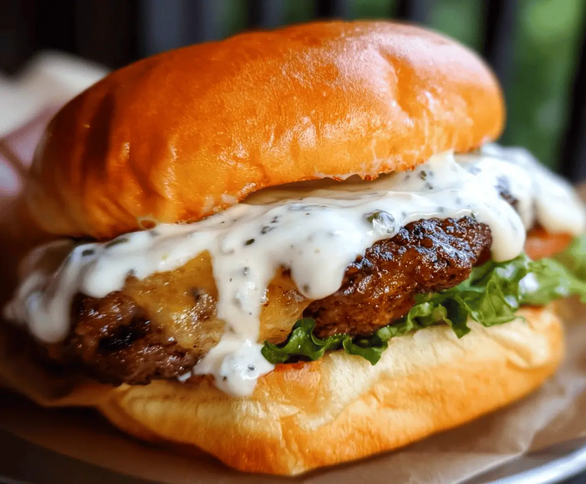 Garlic Overboard Burgers with Creamy Sauce