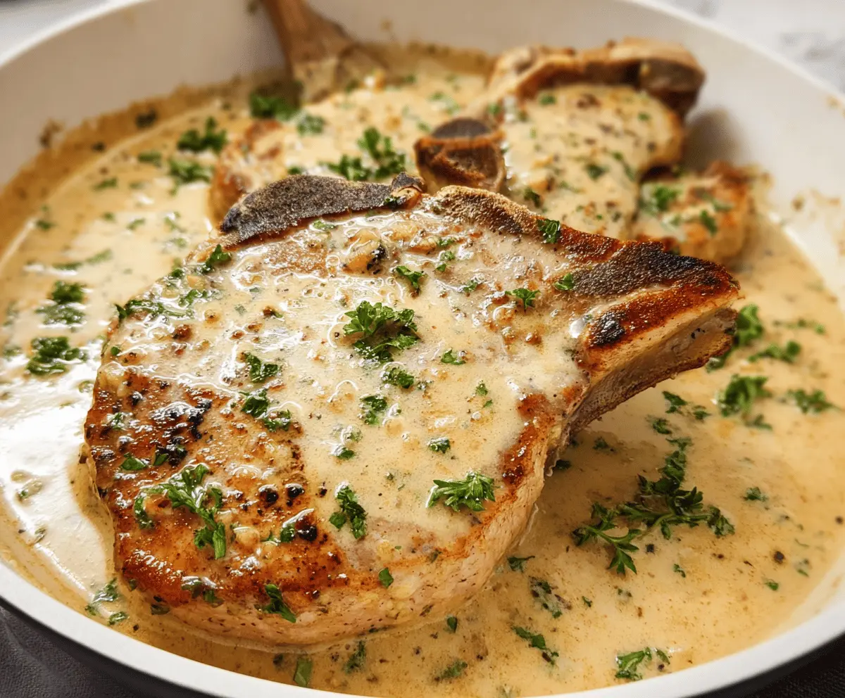 Creamy Garlic Parmesan Slow Cooker Pork Chops