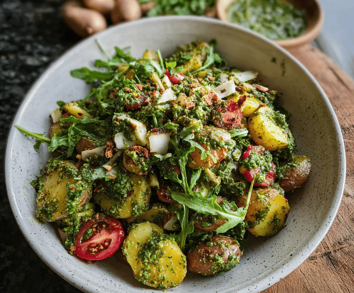 Creamy Arugula Pesto Potato Salad Recipe