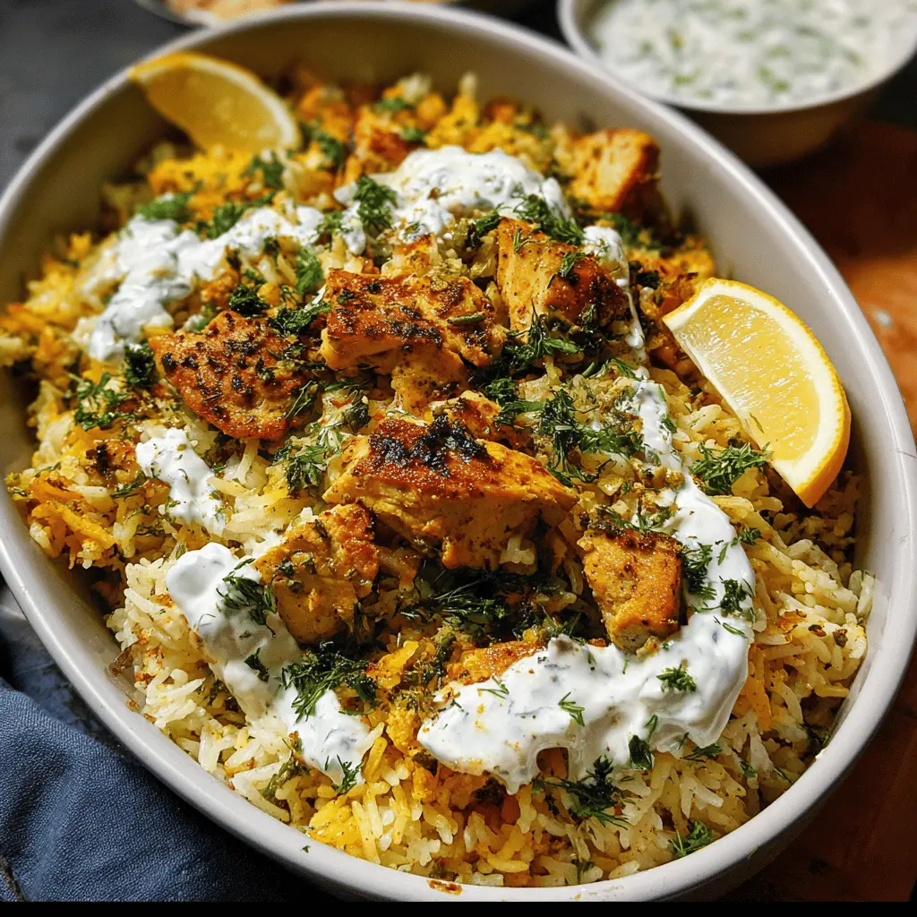 Easy Dump and Bake Chicken with Tzatziki Rice