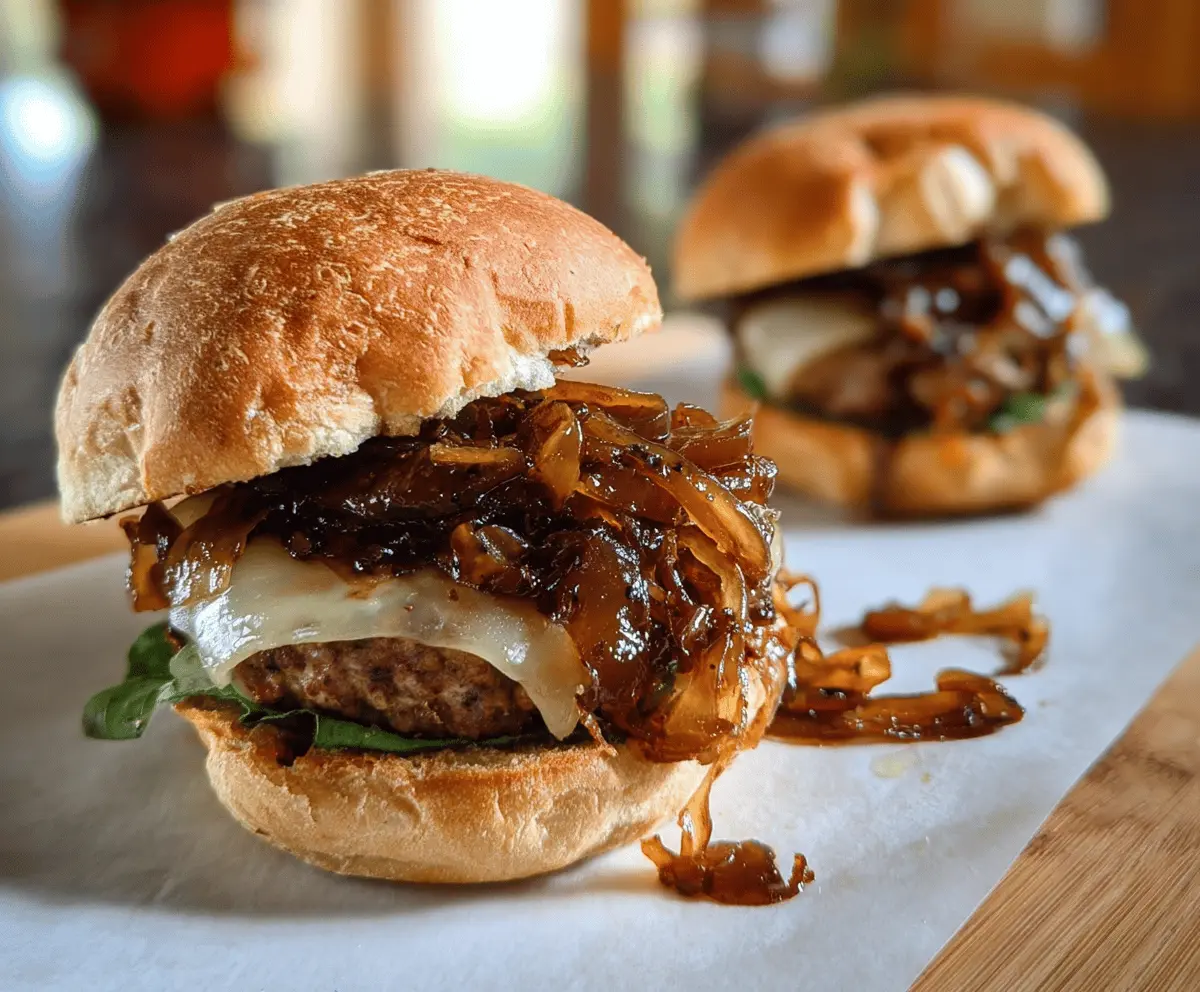 Juicy Turkey Burgers with Balsamic Caramelized Onions