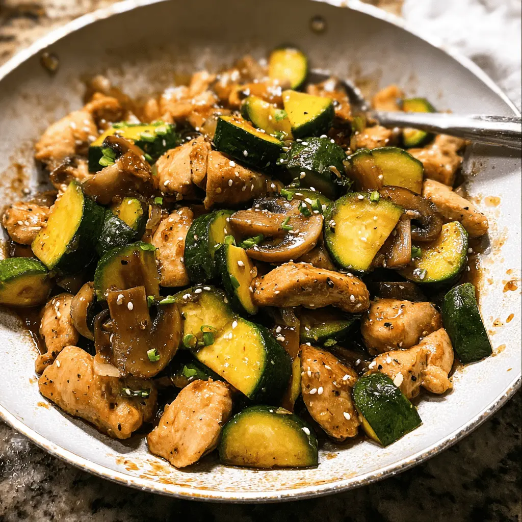 Easy Zucchini Mushroom Chicken Stir Fry Recipe
