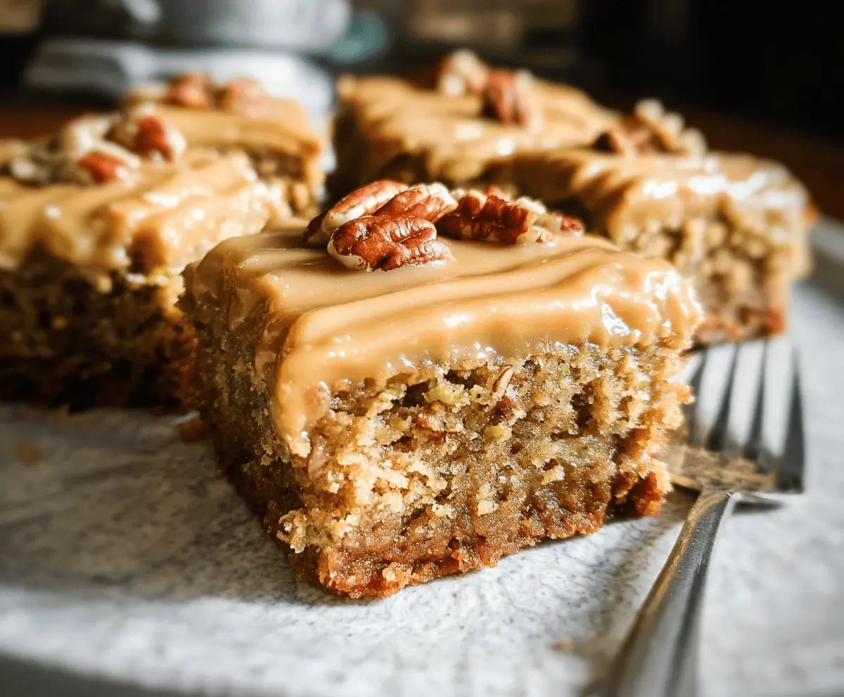 Caramel Frosted Zucchini Pecan Bars Recipe