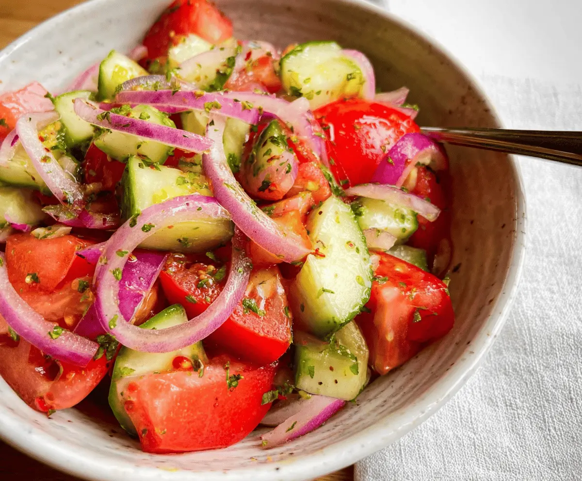 Easy Marinated Cucumber Tomato Onion Salad Recipe