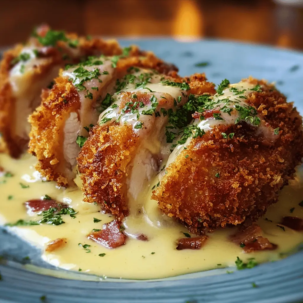 Crispy Creamy Chicken Cordon Bleu with Dijon Sauce