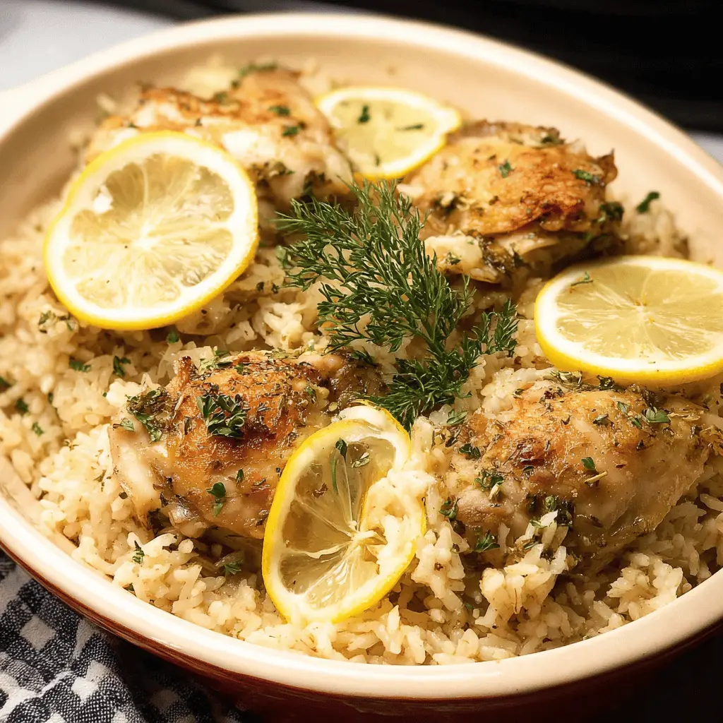 Easy Slow Cooker Lemon Herb Chicken and Rice