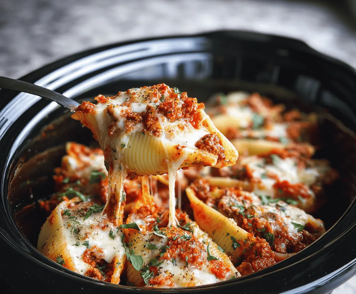 Easy Slow Cooker Stuffed Shells With Meat