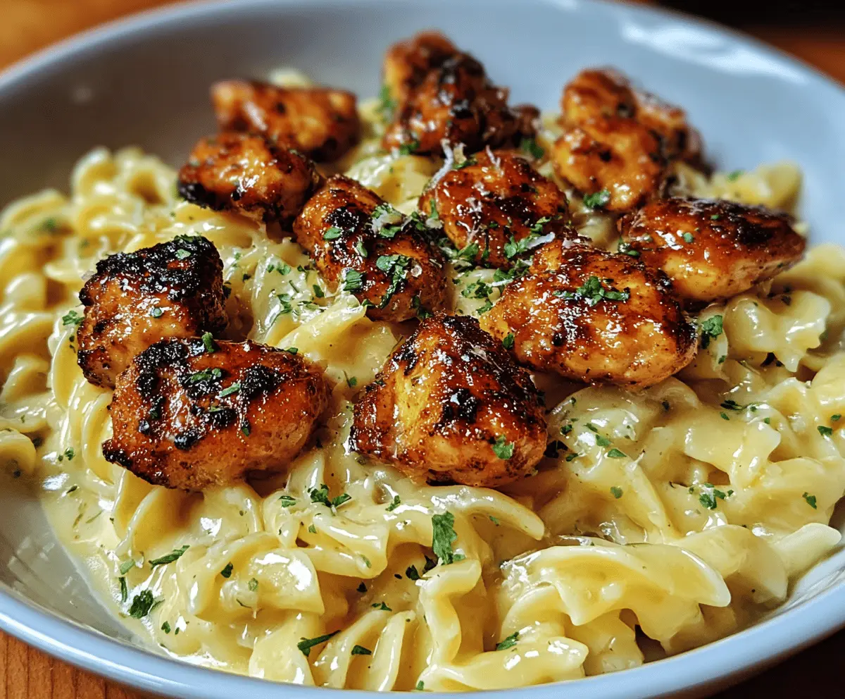 Garlic Butter Chicken Bites with Creamy Parmesan Pasta