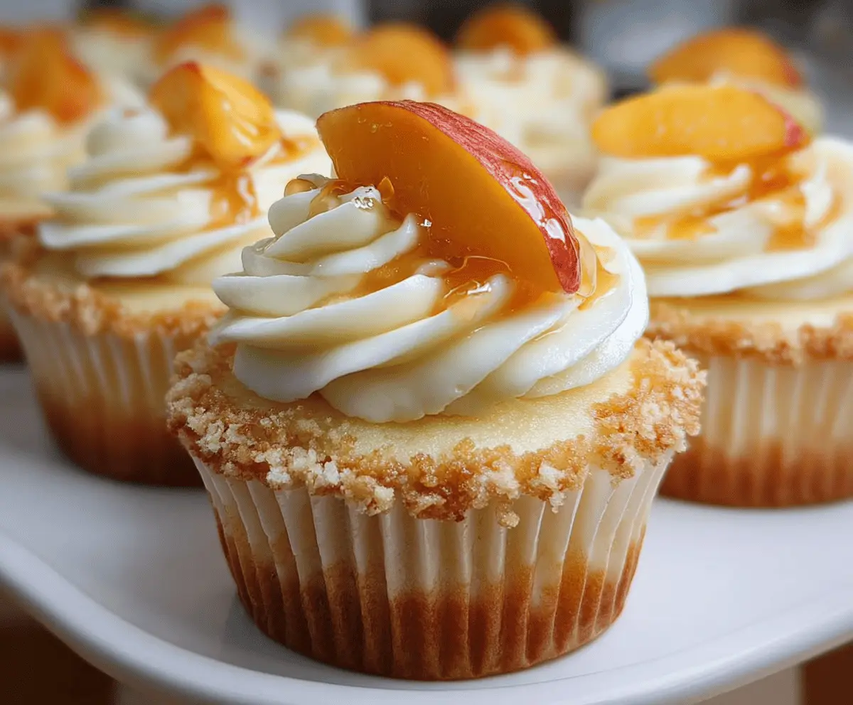Creamy Peach and Honey Cheesecake Cupcakes