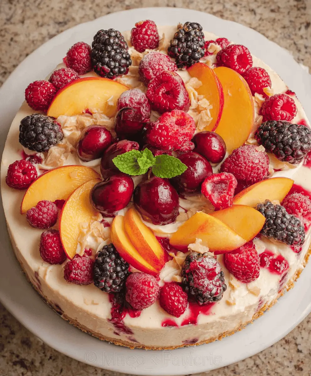 Summer Berry Peach Cheesecake Recipe for Easy Dessert