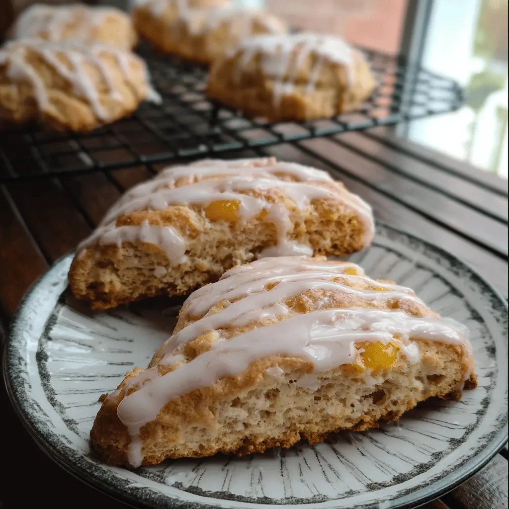 Easy Peach Pie Scones With Sweet Vanilla Glaze