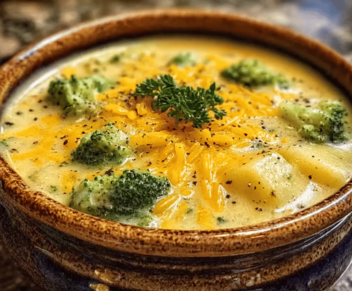 Easy Crock Pot Potato Broccoli Cheddar Soup Recipe