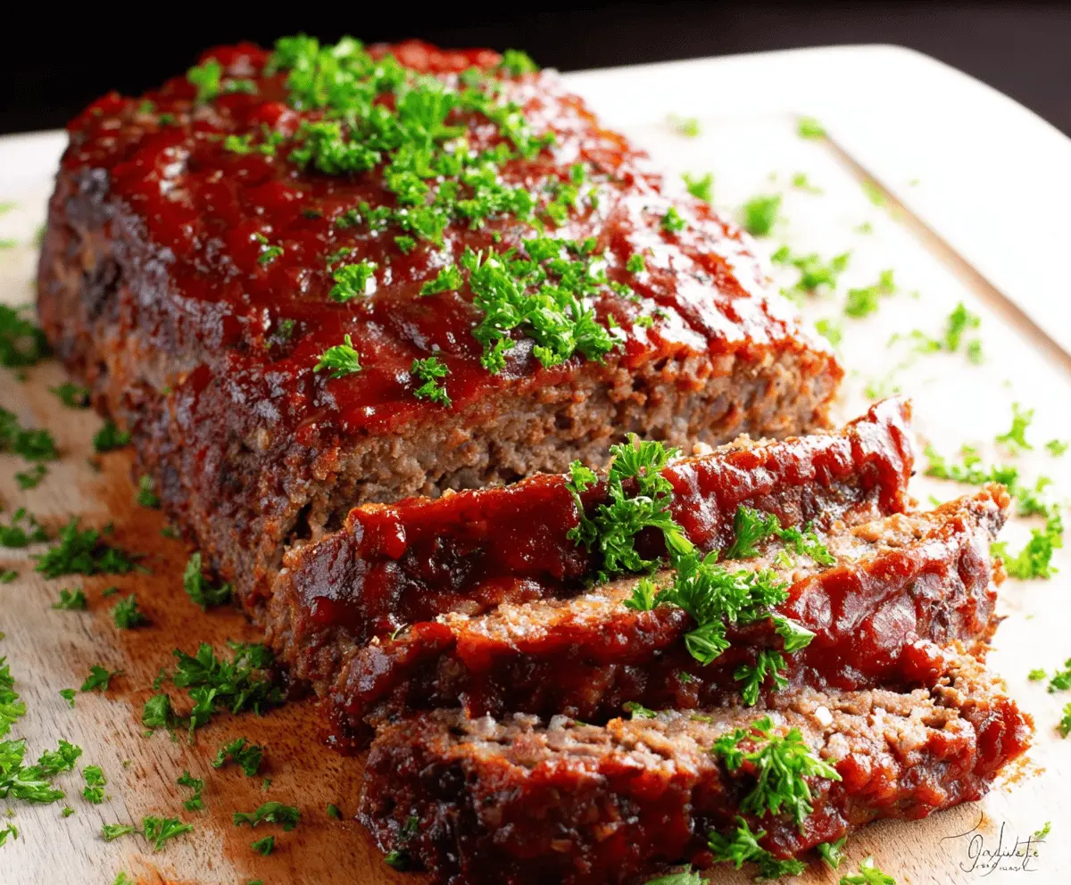 Delicious keto meatloaf made with lean ground beef and low-carb ingredients on a rustic plate.