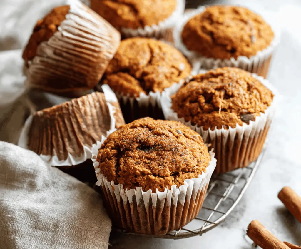 Delicious Maple Spice Pumpkin Muffins topped with a sprinkle of cinnamon on a rustic plate, perfect for fall breakfast or snack
