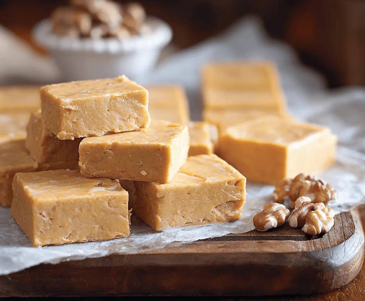 Creamy pumpkin pie fudge topped with whipped cream and cinnamon, perfect for fall desserts.