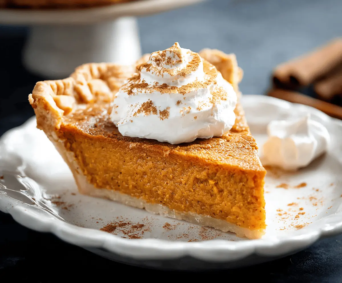 Delicious homemade sweet potato pie topped with whipped cream and cinnamon, ready to serve