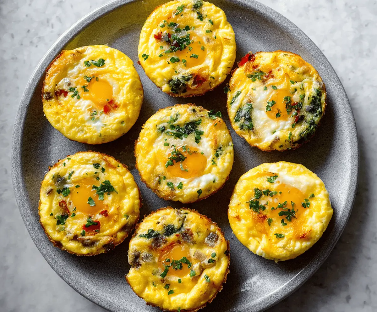 Healthy baked egg muffins with vegetables and cheese, perfect for breakfast or brunch.