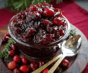 Homemade Brown Sugar Maple Cranberry Sauce served in a bowl, perfect for holiday dinners.