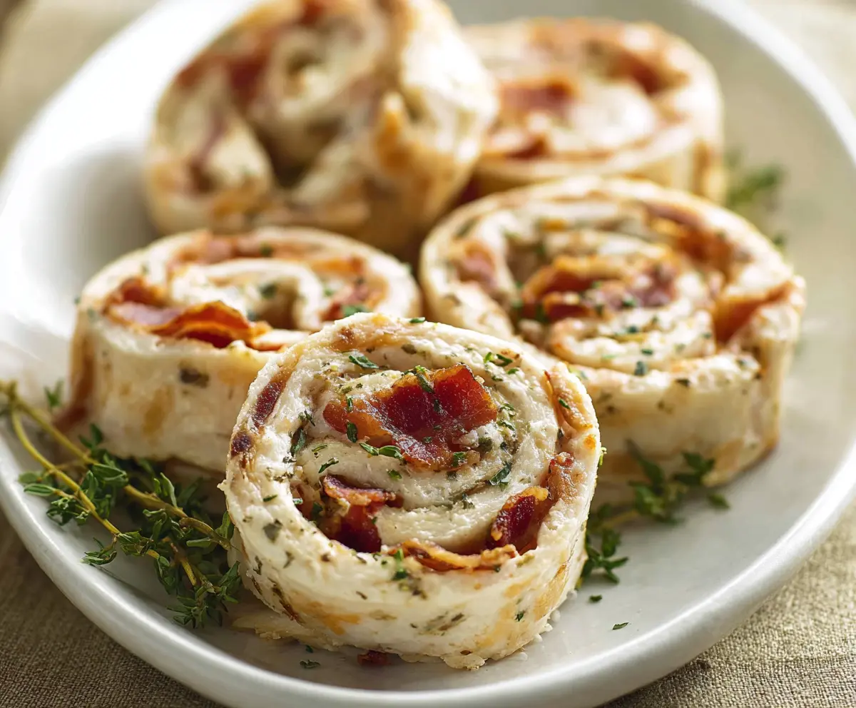 Delicious Chicken Bacon Ranch Pinwheels with crispy bacon and creamy ranch filling rolled in a soft tortilla.