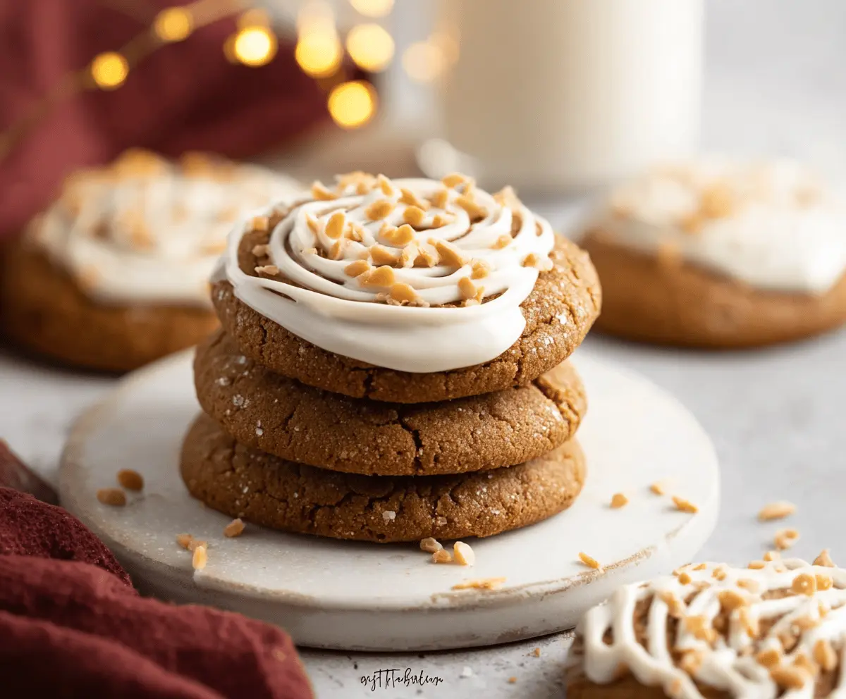 Delicious Crumbl Gingerbread Cookies with festive frosting and gingerbread spices, perfect for the holidays.