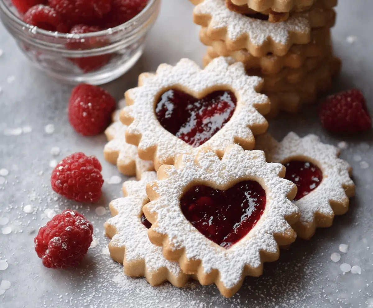 Delicious Easy Raspberry Almond Linzer Cookies with berry filling and almond-flavored dough.
