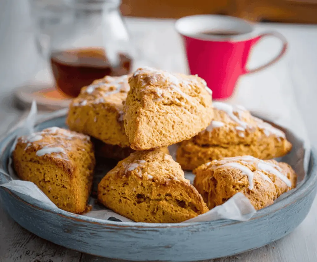 Delicious homemade sweet potato scones fresh out of the oven, perfect for breakfast or brunch.