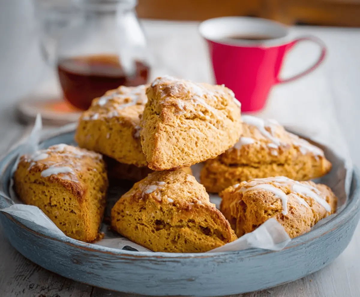 Delicious homemade sweet potato scones fresh out of the oven, perfect for breakfast or brunch.