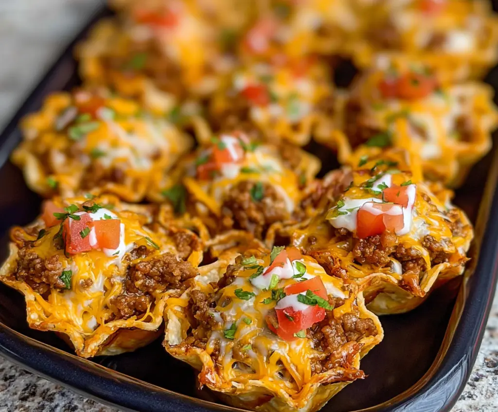 Delicious Taco Ranch Bites featuring seasoned meat, cheese, and crispy shell bites for a tasty appetizer.