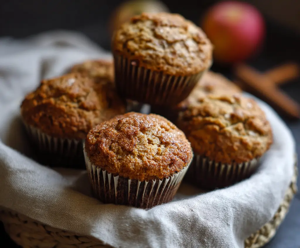 Delicious Apple Cinnamon Sourdough Muffins fresh out of the oven, showcasing golden-brown tops and a fruity cinnamon aroma.